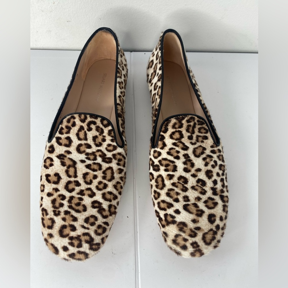 Stuart Weitzman Leopard Print Loafers with Black Trim - Picture 6 of 6